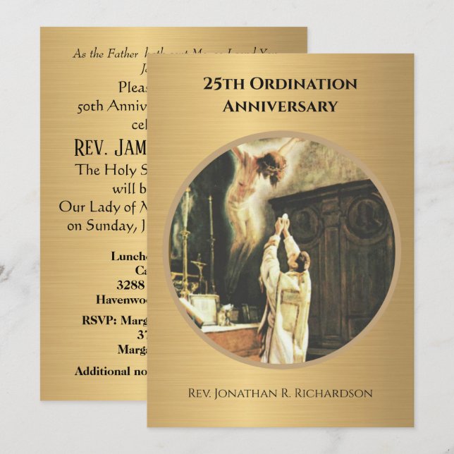 Invitation Catholique Ordination Anniversaire (Devant / Derrière)