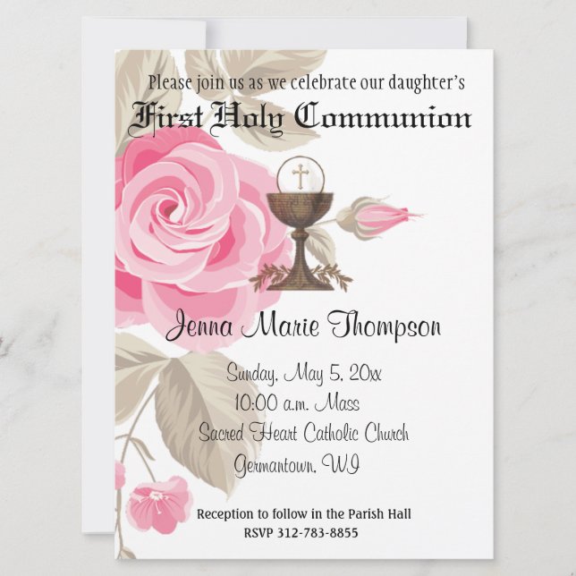 Invitation Catholique Première Communion sainte Traditionnell (Devant)
