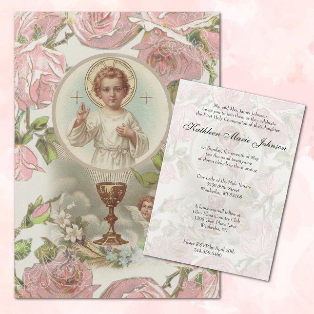 Invitation Catholique Première Sainte Communion Traditionnell (Créateur téléchargé)