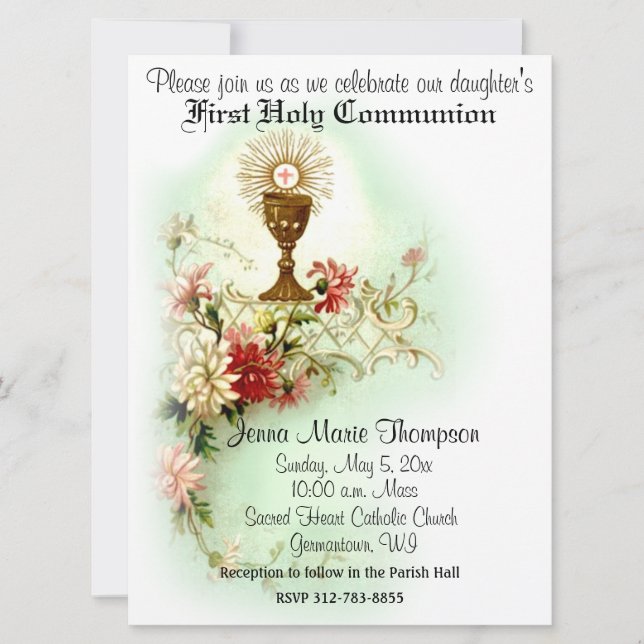 Invitation Catholique Première Sainte Communion Traditionnell (Devant)