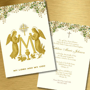 Invitation Catholique Saint-Anges de communion Floral