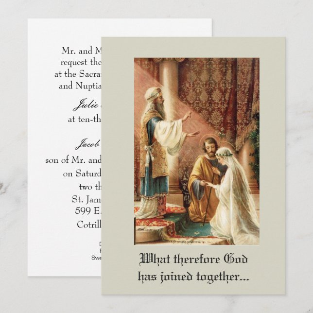 Invitation Catholique traditionnelle Mary Joseph Mariage (Devant / Derrière)