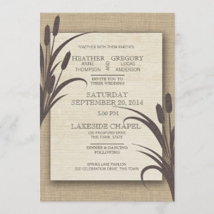Invitation Cattails Rustic Lake Mariage