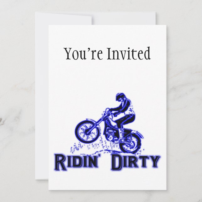 Invitation Cavalier sale de vélo de saleté de Ridin (Devant)