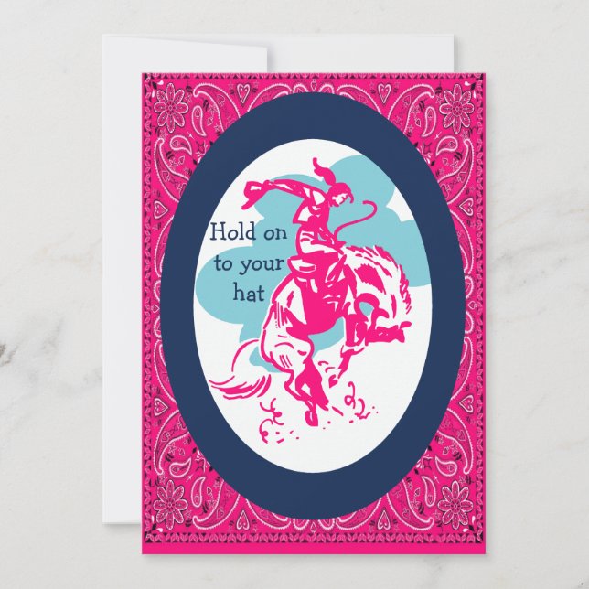 Invitation Cavalière de Rodéo de Fête Occidentale Cheval qui  (Devant)