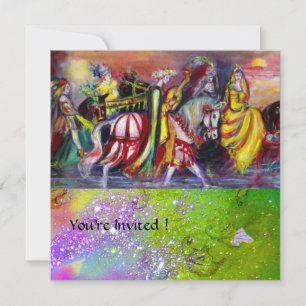 Invitation CAVALIERS DANS LA NUIT ,étincelles roses violettes