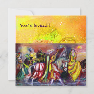 Invitation CAVALIERS, MUSIQUE DANS LA NUIT, étincelles jaunes