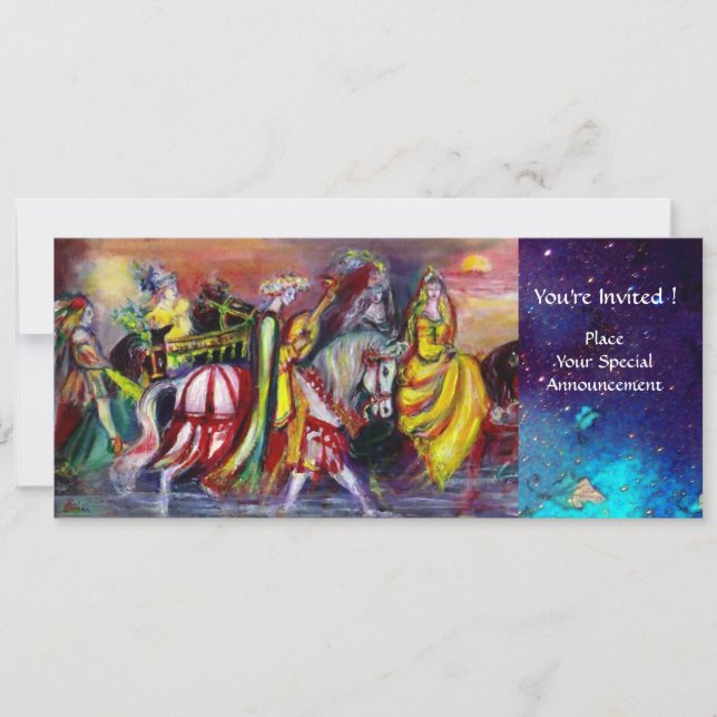 Invitation CAVALIERS, MUSIQUE DE NUIT, Paillettes Bleu Or Par (Devant)