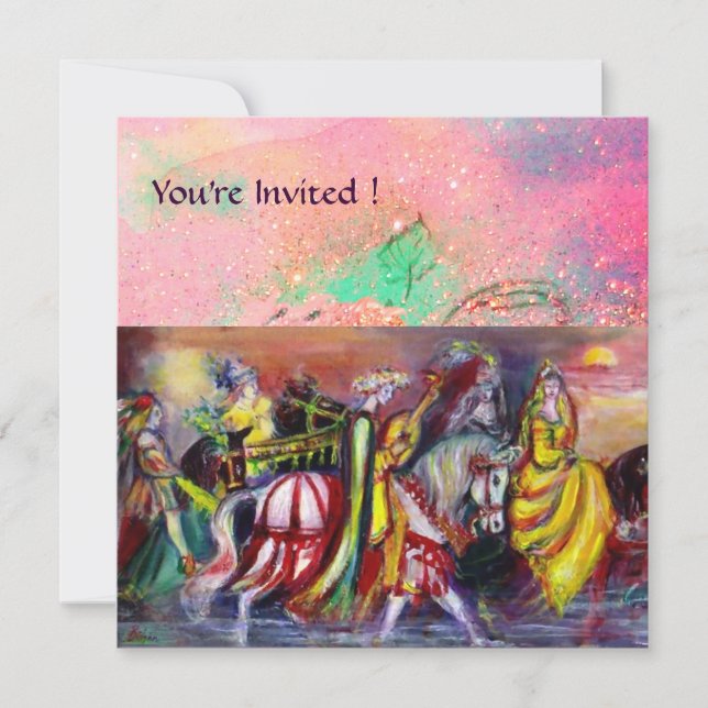 Invitation CAVALIERS, MUSIQUE DE NUIT, paillettes d'Or Rose (Devant)