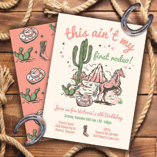 Invitation Ce n'est pas mon premier anniversaire de cowgirl d