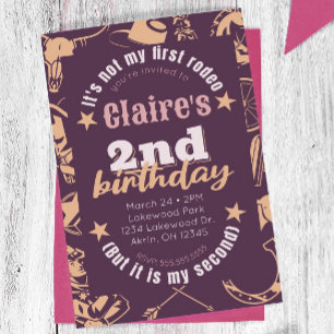 Invitation "Ce n'est pas mon premier rodéo" Cowgirl 2e annive