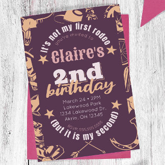 Invitation "Ce n'est pas mon premier rodéo" Cowgirl 2e annive