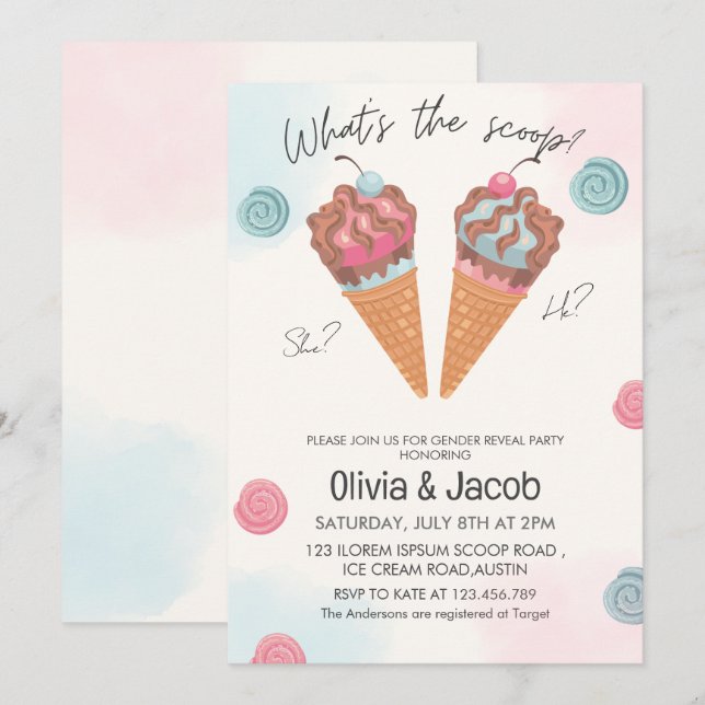 Invitation Ce que c'est la crème glacée scoop sexe révéler la (Devant / Derrière)