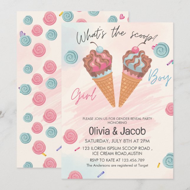 Invitation Ce que c'est la crème glacée scoop sexe révéler la (Devant / Derrière)