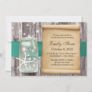 Invitation Ceinture turquoise Starfish & Mason Jar Fête des m