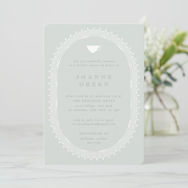 Invitation Celadon Green Afnoon Tea Bridal/Wedding shower (Debout devant)