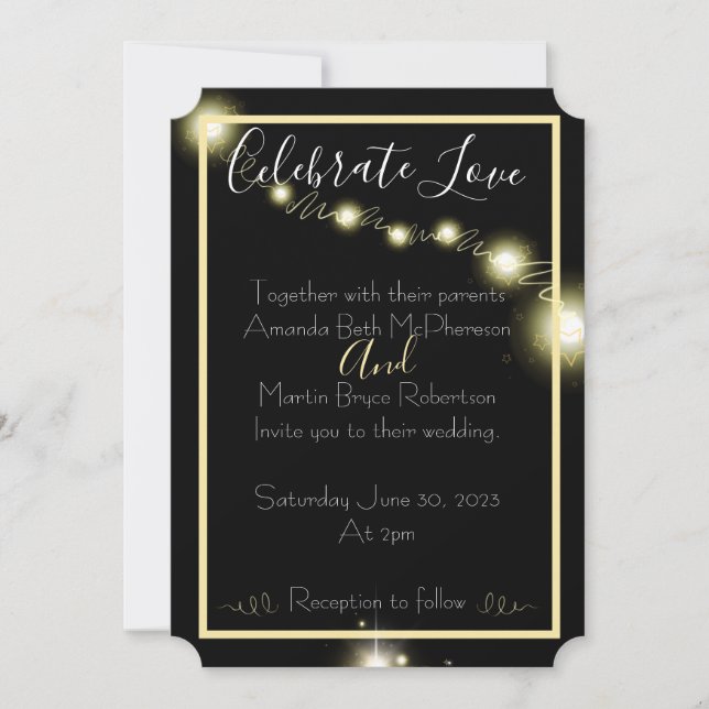 Invitation Celebrate Love Simple mariage scintillant (Devant)