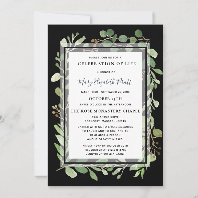 Invitation Célébration botanique d'Eucalyptus d'un Invitat de (Devant)
