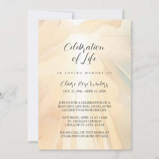 Invitation Célébration céleste de la vie - Mémorial photo  (Devant)