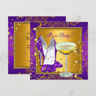 Invitation Célébration Champagne Violet Or Royal Fête