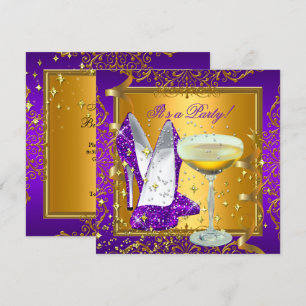 Invitation Célébration Champagne violet Royal Gold Party