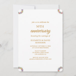 Invitation Célébration chic de roses pour les 50 ans de maria