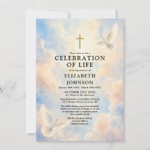 Invitation Célébration Chrétienne de la Vie Colombe Céleste