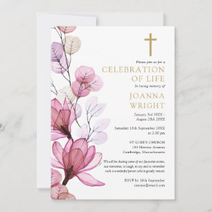 Invitation Célébration chrétienne de la vie funéraire florale