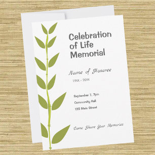Invitation Célébration commémorative de la vie Bamboo Moderne