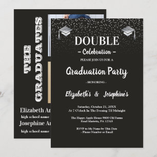 Invitation Célébration conjointe de fin d'études Gris Noir 2 