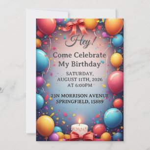 Invitation Célébration d'anniversaire avec ballons
