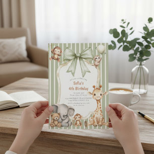Invitation Célébration d'anniversaire avec des animaux de saf
