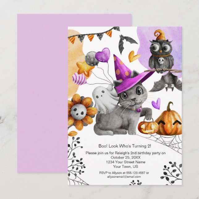 Invitation Célébration d'anniversaire de l'Halloween de la pe (Devant / Derrière)