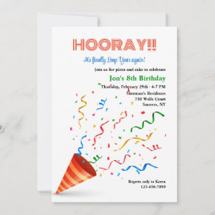 Invitation Célébration d'anniversaire d'une année bissextile