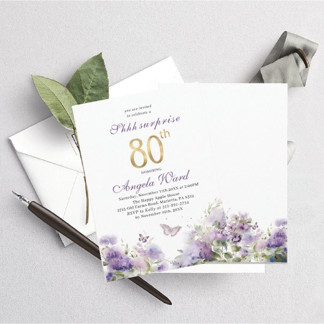 Invitation Célébration d'anniversaire élégante aquarelle fleu (Créateur téléchargé)