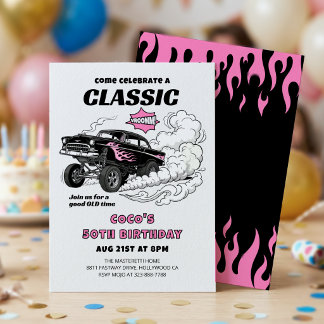 Invitation Célébration d'anniversaire pour une voiture de cou