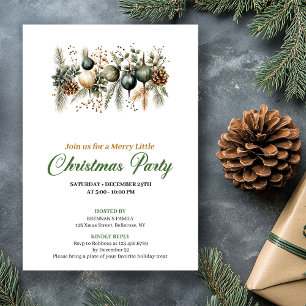 Invitation Célébration d'arbre de Noël vert et or élégant