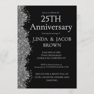 Invitation Célébration de 25 ans de mariage avec faux paillet