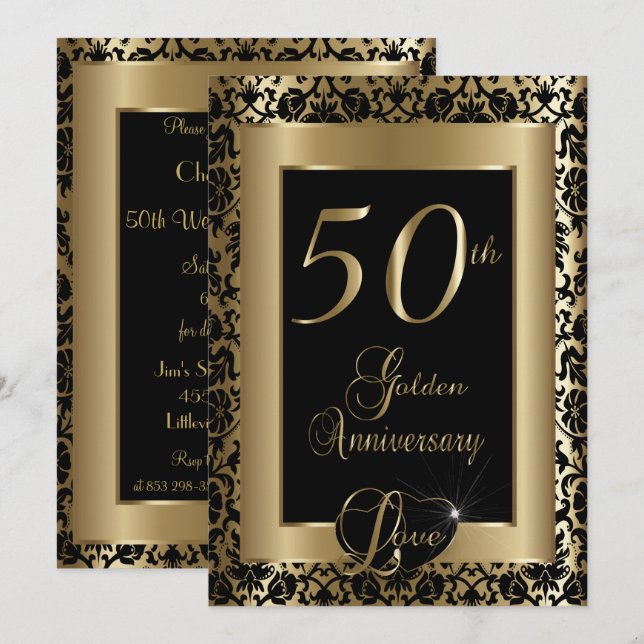 Invitation Célébration de 50 ans de mariage, modèle de design (Devant / Derrière)