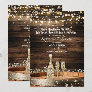 Invitation Célébration de Champagne avec fût en bois rustique