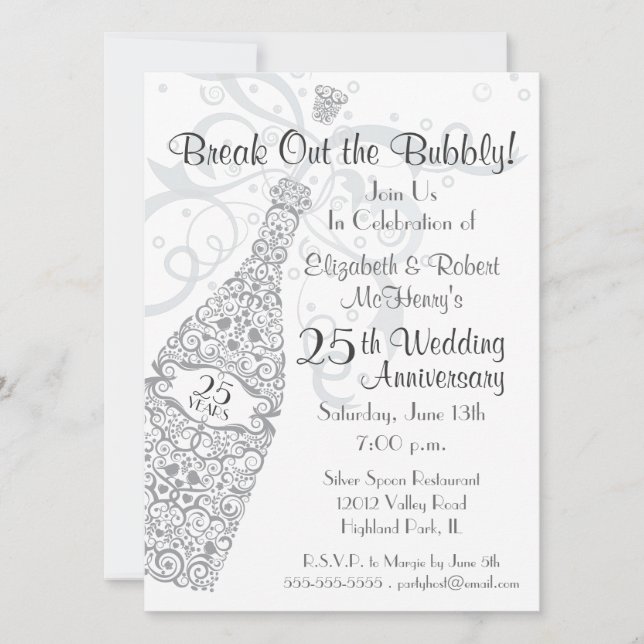 Invitation Célébration de Champagne de 25 Ans (Devant)
