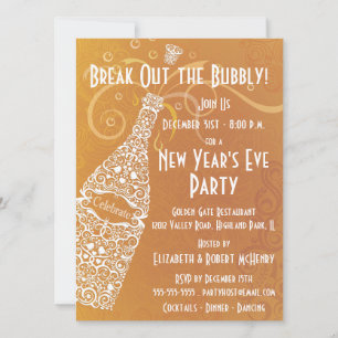 Invitation Célébration de Champagne pour la Fête du Nouvel An