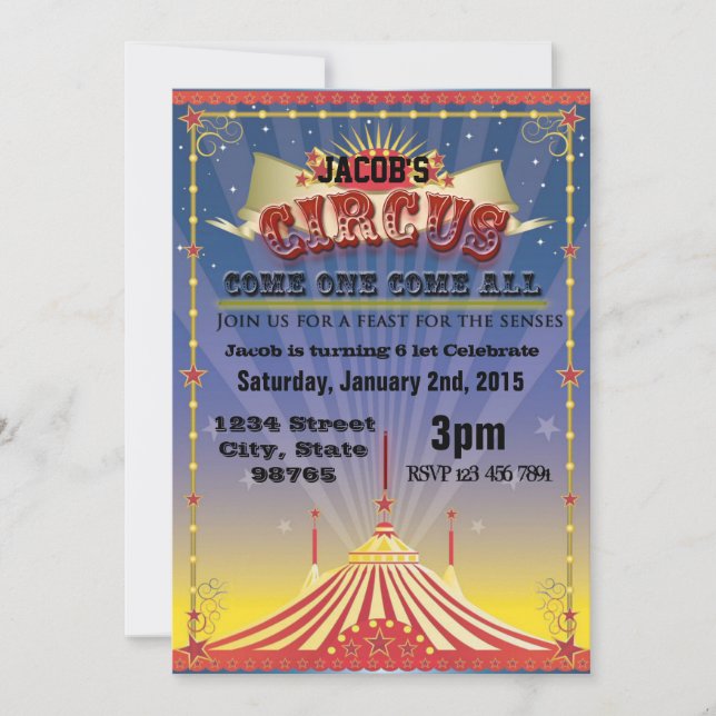 Invitation Célébration de cirque (Devant)