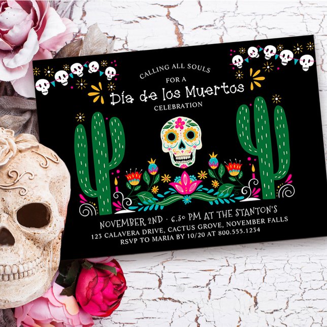 Invitation Célébration de Dia de los Muertos thème Mexique (Day of the Dead Celebration Invitation from my Dia de los Muertos collection
)