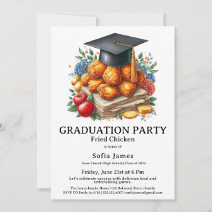 Invitation Célébration de fête de fin d'études au poulet frit