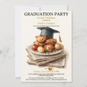 Invitation Célébration de fête de fin d'études au poulet frit