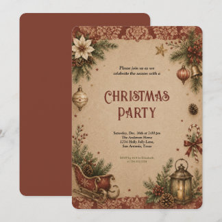 Invitation Célébration de fête de Noël vintage