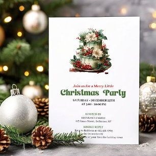 Invitation Célébration de gâteau de Noël rétro ludique