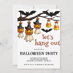 Invitation Célébration de Halloween Trendy Let's Hang Out