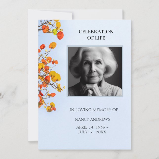 Invitation Célébration de la cérémonie funéraire de la vie (Devant)